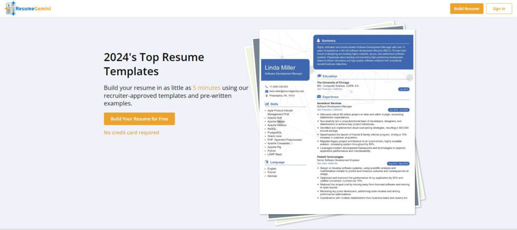 ResumeGemini - Make Free Resume Online